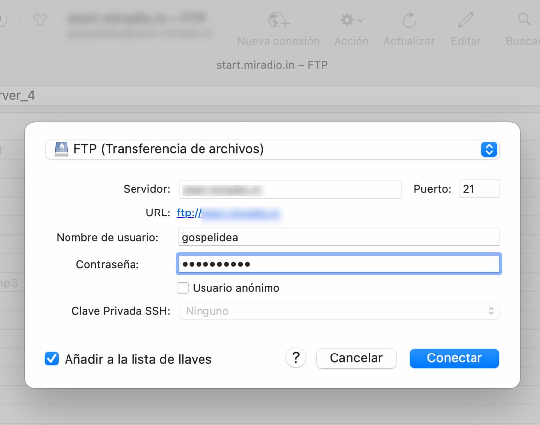 Configuración de FTP para autoDJ